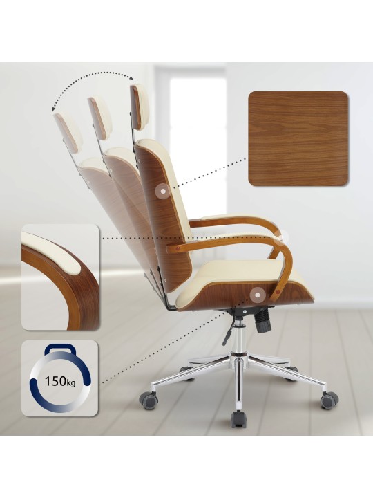 Cadeira de escritório Dayton, nogueira/creme
