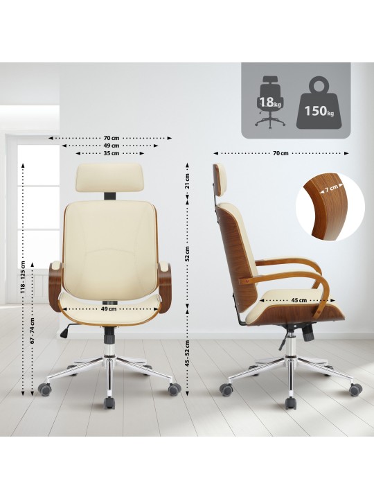 Cadeira de escritório Dayton, nogueira/creme