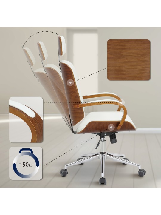 Cadeira de escritório Dayton, nogueira/branco