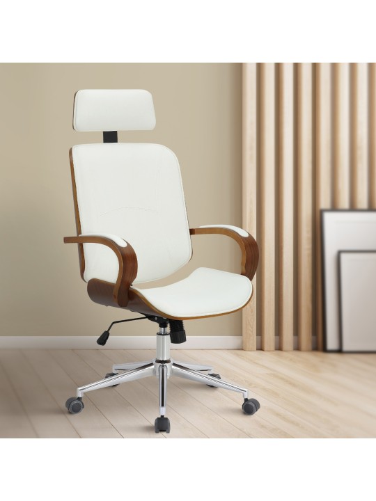 Cadeira de escritório Dayton, nogueira/branco