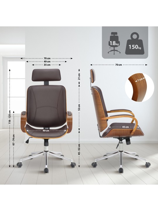 Cadeira de escritório Dayton, nogueira/castanho