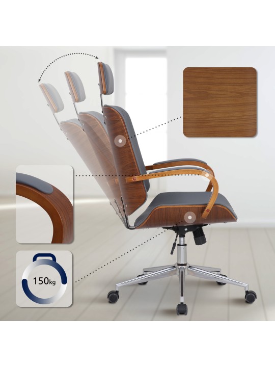 Cadeira de escritório Dayton, nogueira/cinza