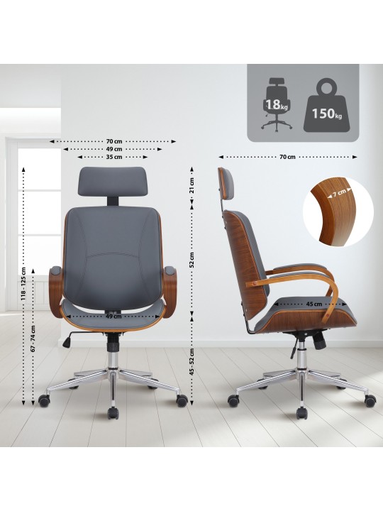 Cadeira de escritório Dayton, nogueira/cinza
