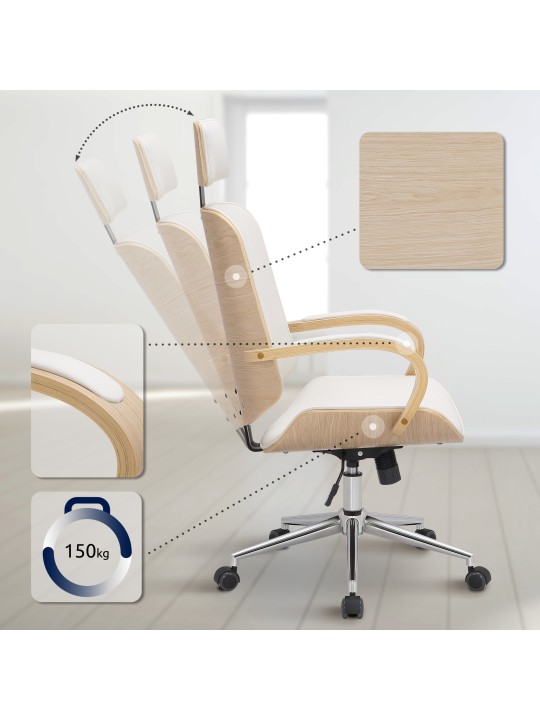 Cadeira de escritório Dayton, natural/branco