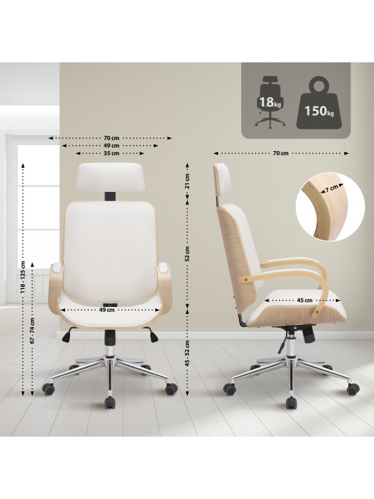 Cadeira de escritório Dayton, natural/branco