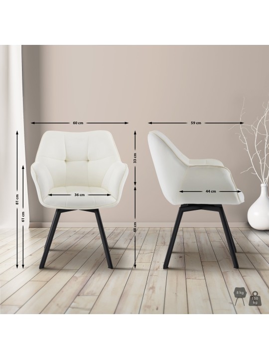 Cadeira da sala de jantar Jordi veludo, creme Cadeira da sala de jantar Jordi veludo, creme