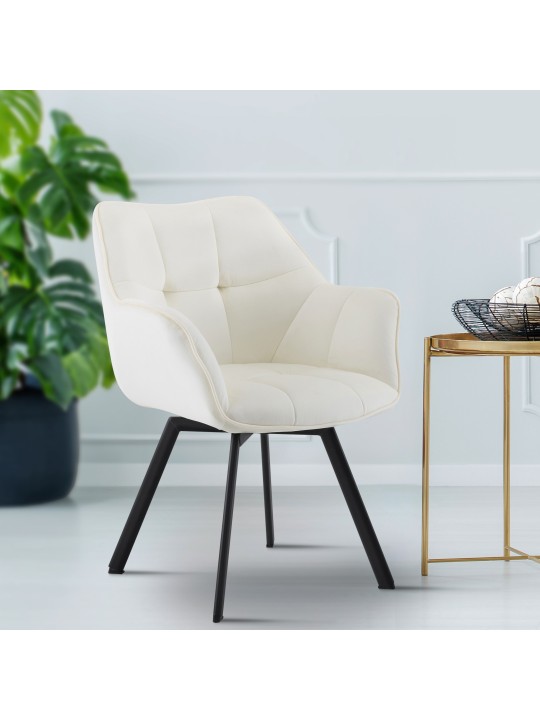 Cadeira da sala de jantar Jordi veludo, creme Cadeira da sala de jantar Jordi veludo, creme