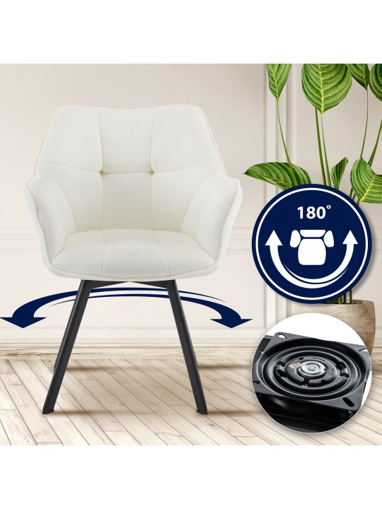 Cadeira da sala de jantar Jordi veludo, creme Cadeira da sala de jantar Jordi veludo, creme