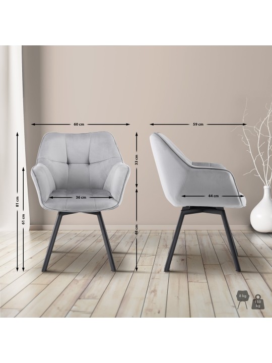 Cadeira da sala de jantar Jordi veludo, cinza escuro Cadeira da sala de jantar Jordi veludo, cinza escuro