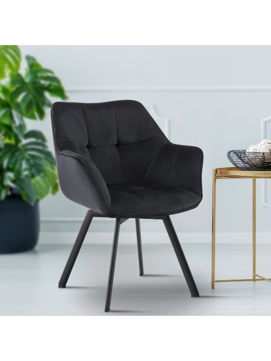 Cadeira da sala de jantar Jordi veludo, preto Cadeira da sala de jantar Jordi veludo, preto