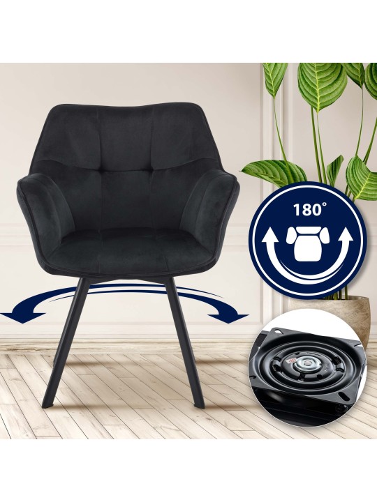 Cadeira da sala de jantar Jordi veludo, preto Cadeira da sala de jantar Jordi veludo, preto