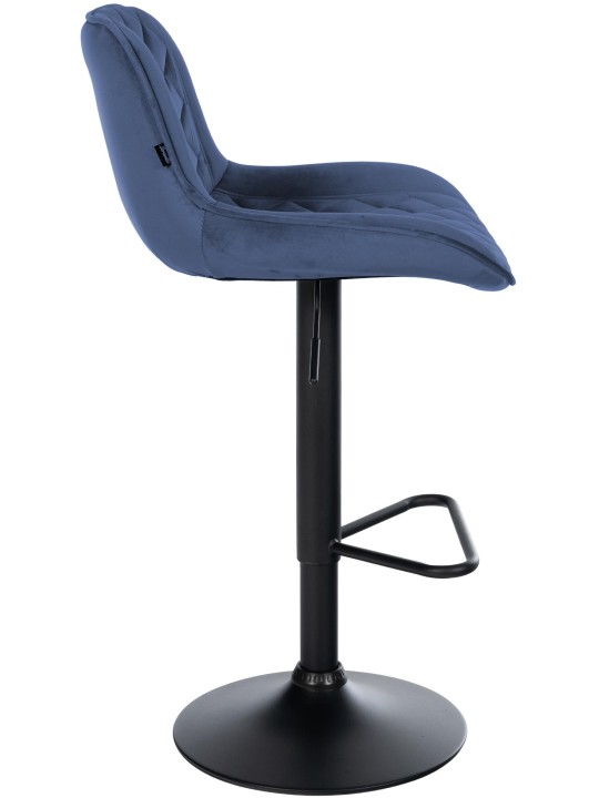Banqueta alta Kasson veludo, azul