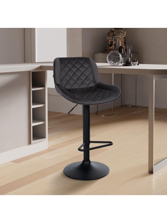 Banqueta alta Kasson veludo, preto