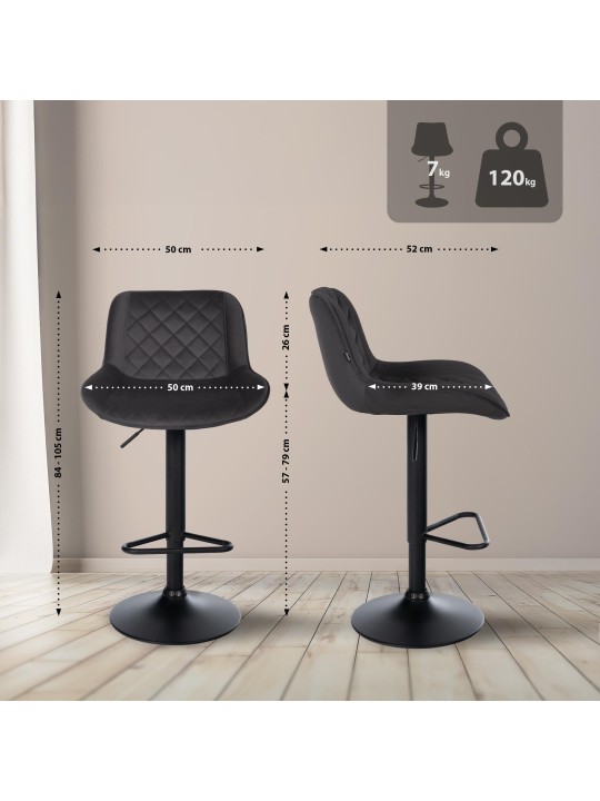 Banqueta alta Kasson veludo, preto