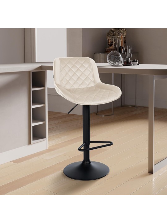 Banqueta alta Kasson veludo, creme