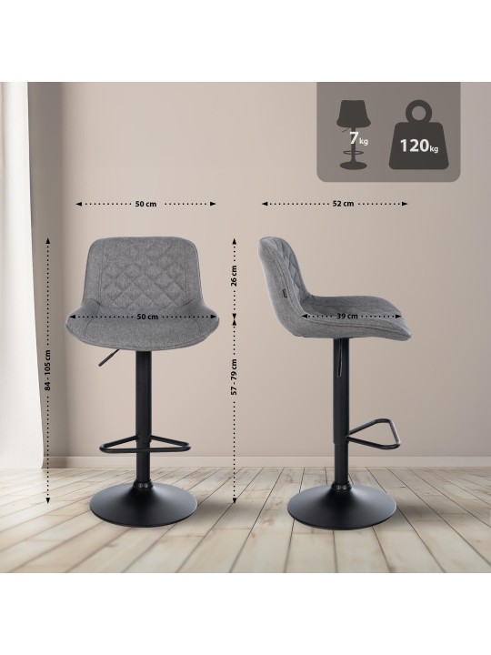 Banqueta alta tecido Kasson, cinza escuro