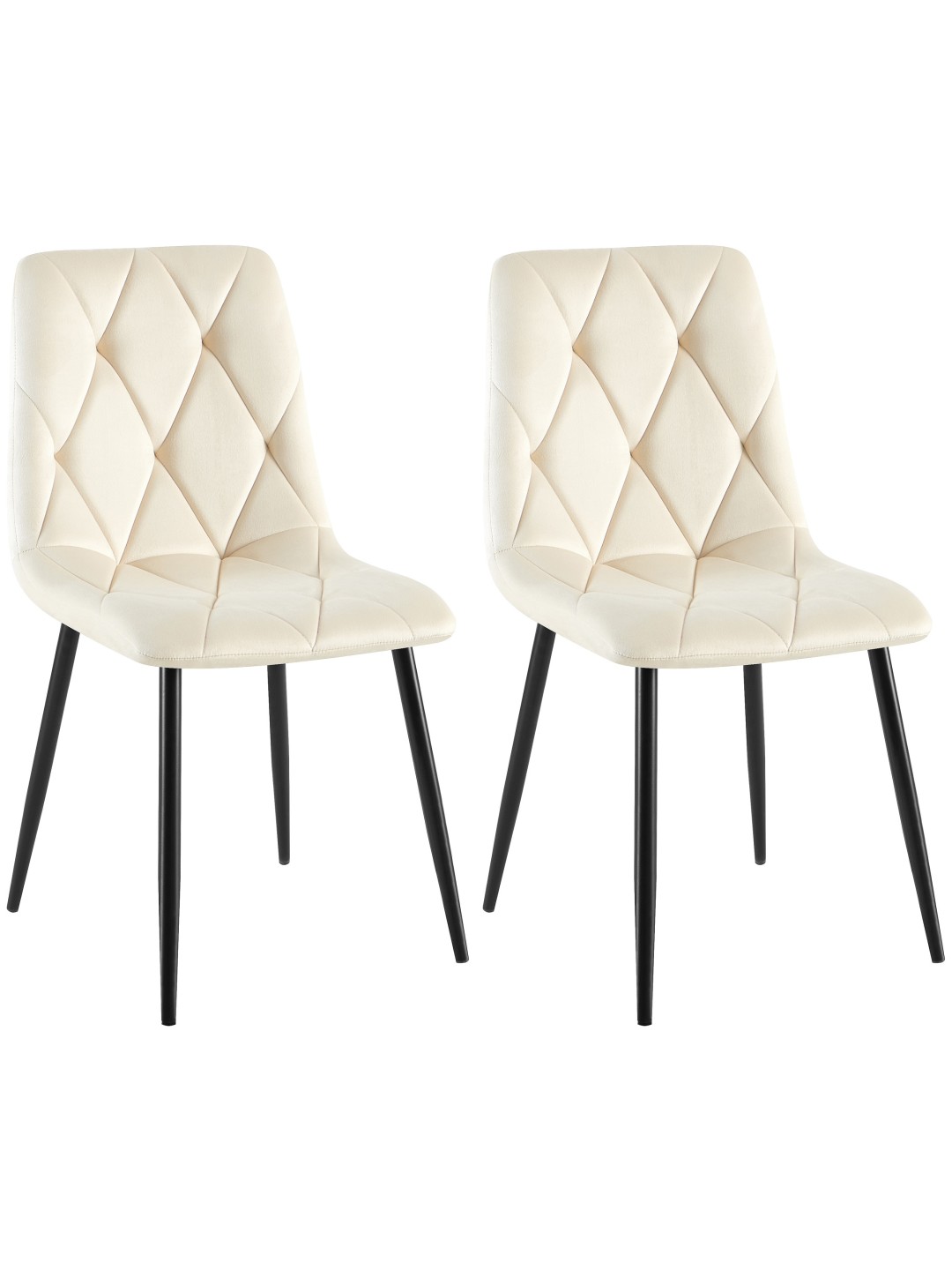 Conjunto de 2 cadeiras de jantar de veludo Clairton, creme