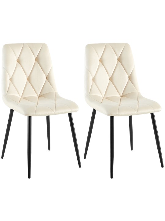 Conjunto de 2 cadeiras de jantar de veludo Clairton, creme Conjunto de 2 cadeiras de jantar de veludo Clairton, creme