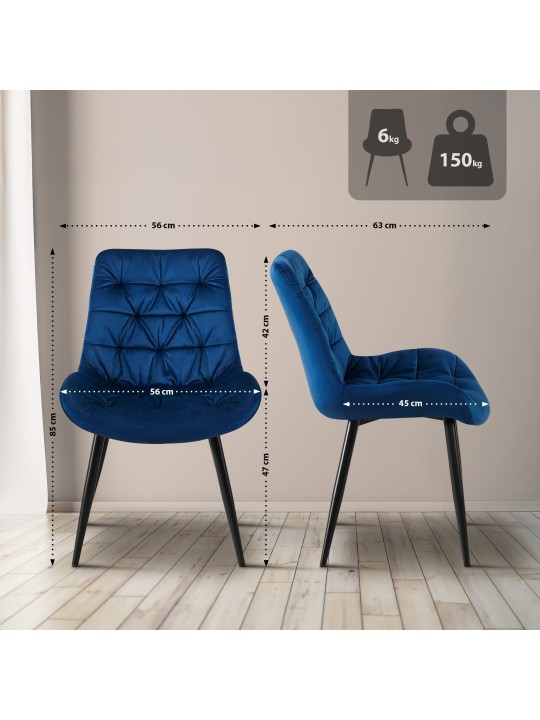 Conjunto de 2 cadeiras de jantar Rossford, azul escuro Conjunto de 2 cadeiras de jantar Rossford, azul escuro