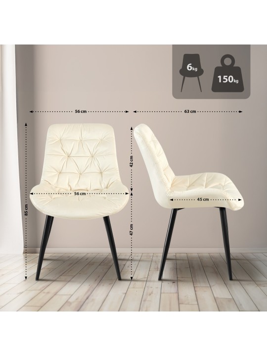 Conjunto de 2 cadeiras de jantar Rossford, creme Conjunto de 2 cadeiras de jantar Rossford, creme