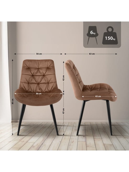 Conjunto de 2 cadeiras de jantar Rossford, castanho