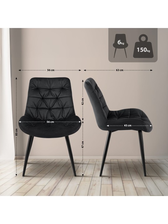 Conjunto de 2 cadeiras de jantar Rossford, preto