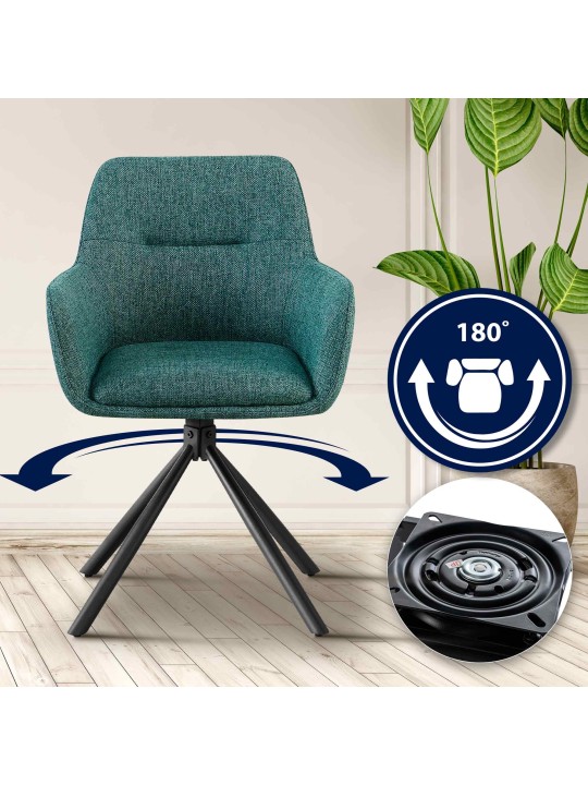 Conjunto de 2 cadeiras tecido Tipton, verde escuro