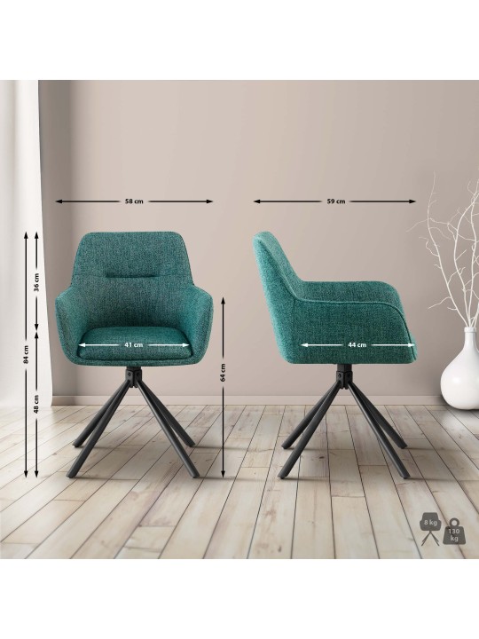 Conjunto de 2 cadeiras tecido Tipton, verde escuro