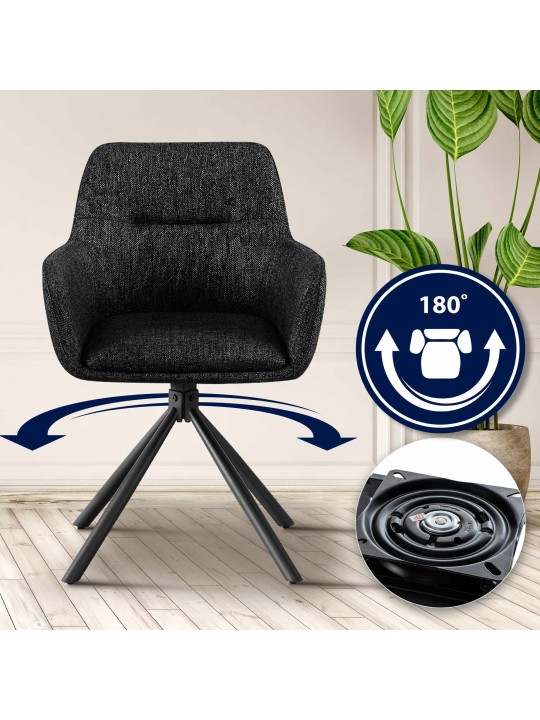 Conjunto de 2 cadeiras tecido Tipton, preto