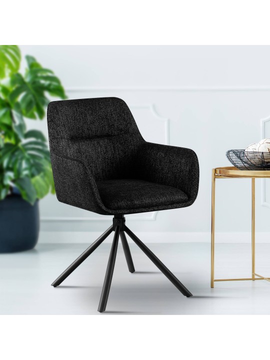 Conjunto de 2 cadeiras tecido Tipton, preto