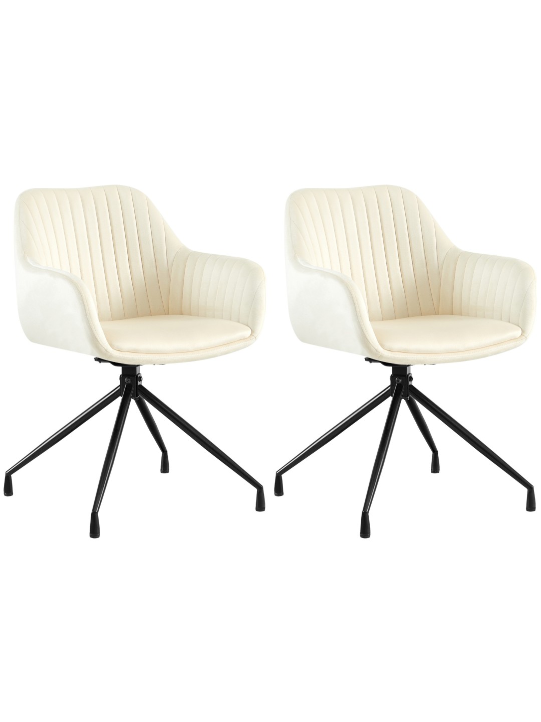 Conjunto de 2 cadeiras de jantar em veludo Welby, creme