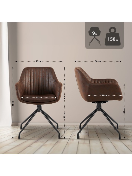 Conjunto de 2 cadeiras de jantar Welby Vintage, castanho escuro Conjunto de 2 cadeiras de jantar Welby Vintage, castanho escuro