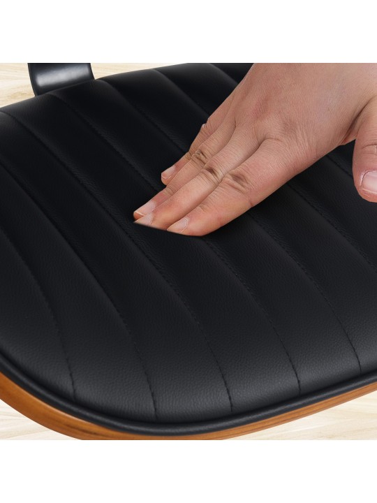 Conjunto de 2 bancos altos em pele sintética Clawson, nogueira/preto