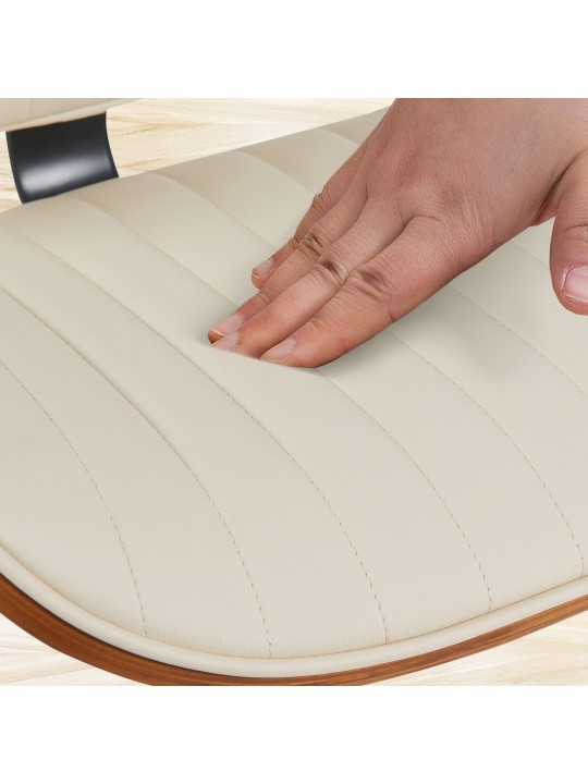 Conjunto de 2 bancos altos Clawson em pele sintética cromada, nogueira/creme Conjunto de 2 bancos altos Clawson em pele sintética cromada, nogueira/creme