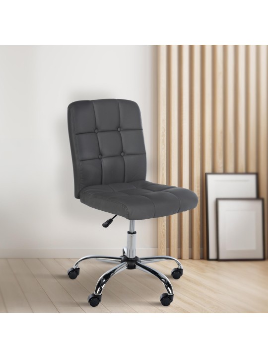 Banqueta de trabalho Trenton couro sintético, cinza