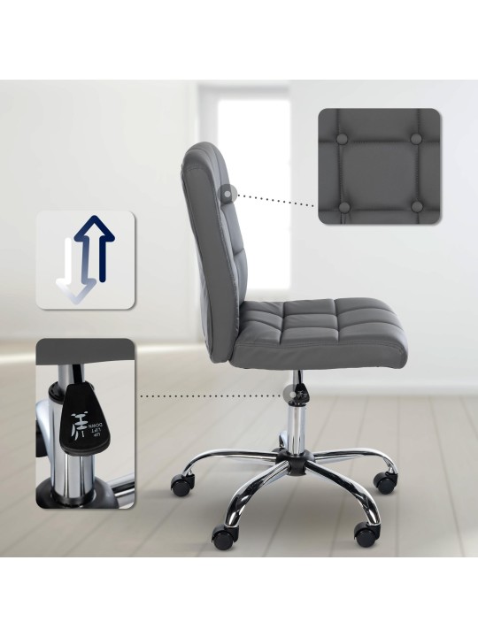 Banqueta de trabalho Trenton couro sintético, cinza