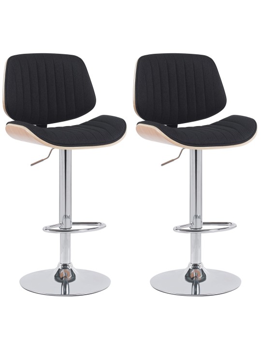 Conjunto de 2 bancos altos em tecido Clawson cromado, natural/preto