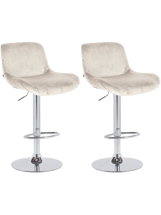 Conjunto de 2 bancos altos Solon veludo cromado, creme