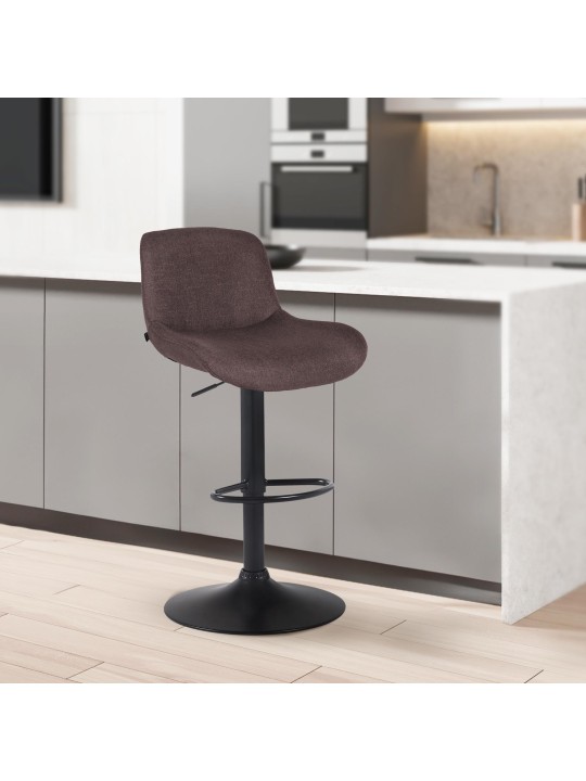 Conjunto de 2 bancos altos em tecido Solon, castanho escuro