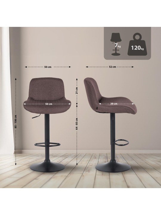 Conjunto de 2 bancos altos em tecido Solon, castanho escuro