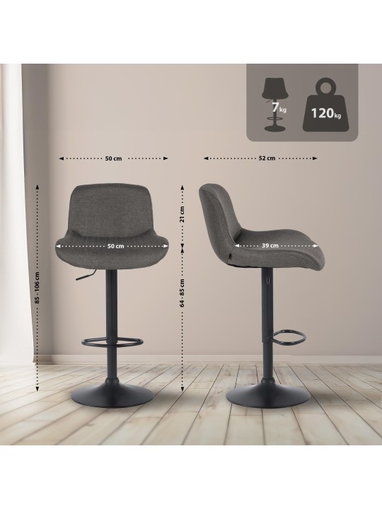 Conjunto de 2 bancos altos em tecido Solon, cinza escuro Conjunto de 2 bancos altos em tecido Solon, cinza escuro