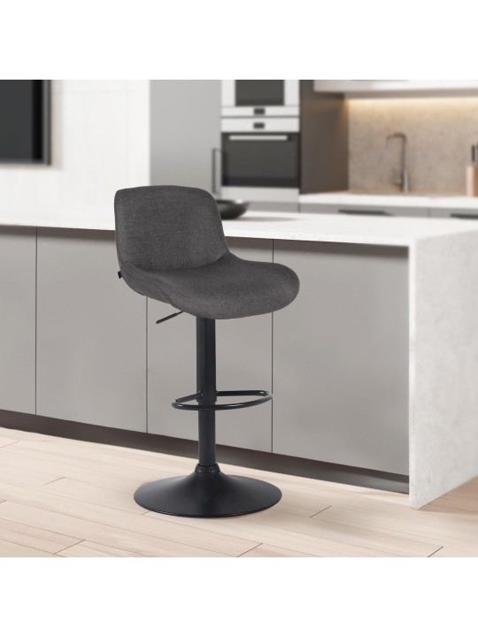 Conjunto de 2 bancos altos em tecido Solon, cinza escuro Conjunto de 2 bancos altos em tecido Solon, cinza escuro