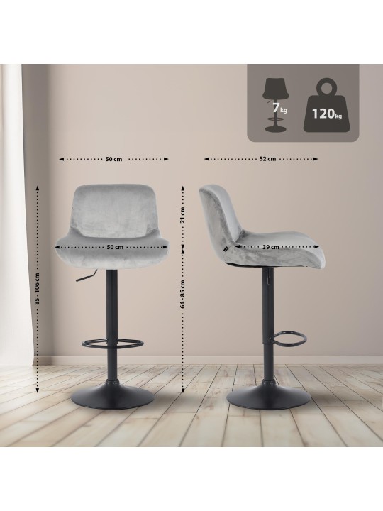 Conjunto de 2 bancos altos Solon, cinza