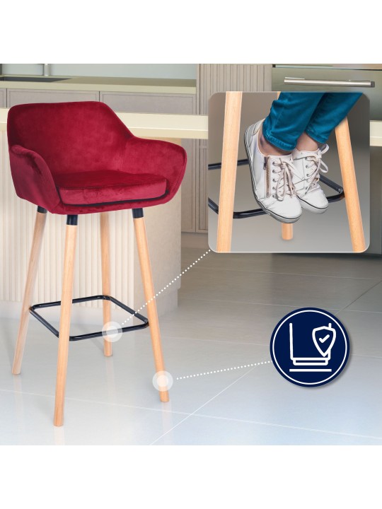 Banqueta alta Grant veludo, vermelho