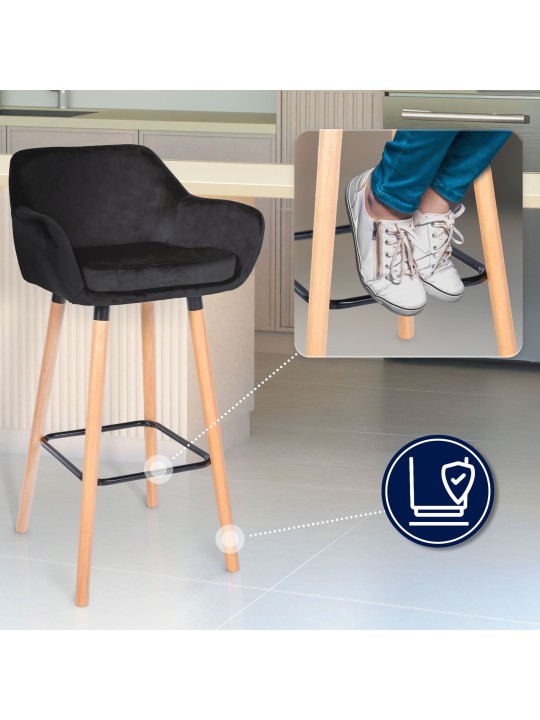 Banqueta alta Grant veludo, preto