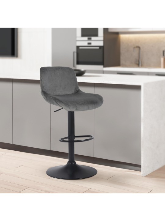 Conjunto de 2 bancos altos Solon veludo, cinza escuro