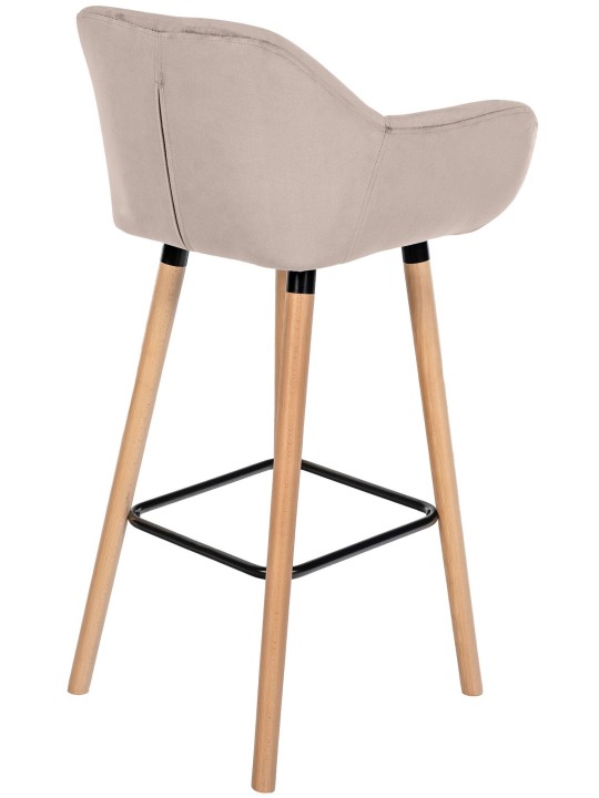 Banqueta alta Grant veludo, creme