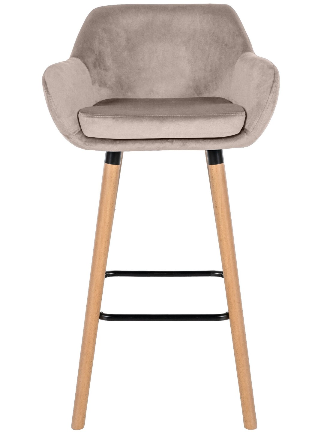 Banqueta alta Grant veludo, creme