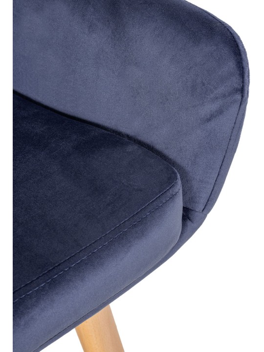 Banqueta alta Grant veludo, azul escuro