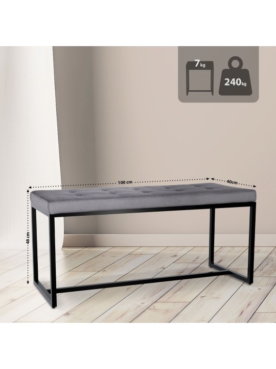Banco Barci B veludo, cinza escuro Banco Barci B veludo, cinza escuro